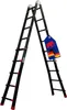 A black multi-purpose ladder is shown against a white background. A tag with an elephant logo and the German flag colors is attached to the ladder. Produktbild-Vorschau