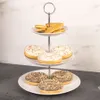 Plat gracieux gradué en porcelaine blanche pour gâteaux et Voir les images du produit 12