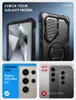 Collage showing a phone case and compatibility information for Samsung Galaxy phones. Produktbild-Vorschau