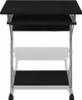 A black computer desk with silver legs and wheels, shown from the front. Náhľad obrázku produktu