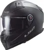 A black motorcycle helmet with a clear visor. Produktbild-Vorschau