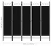 vidaXL 5dílný dělič místností černý 200 x 180 cm Náhled obrázku produktu 5