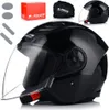 A black LS2 jet helmet with a clear visor, shown with accessories and packaging. Voir les images du produit