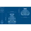 Blueprint-style diagram showing dimensions and views of a LEGO set. Náhled obrázku produktu