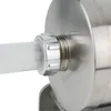 Close-up of a metal fitting connecting a white tube to a stainless steel device. Náhled obrázku produktu