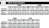 A size chart for Bauer shoulder pads, showing different sizes for Senior, Junior, and Youth categories, with details on age, weight, chest size, and circumference. Produktbild-Vorschau