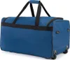A blue duffel bag with wheels and handles, shown from a side-angle. Anteprima dell’immagine prodotto