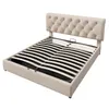 A bed frame with a tufted headboard and a slatted base, shown against a white background. Náhled obrázku produktu