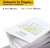A graphic displaying information about page yield for printer cartridges, with a stack of paper in the foreground. Produktbild-Vorschau