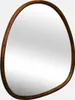 A single, organically shaped mirror with a wooden frame is presented against a plain white background. Anteprima dell’immagine prodotto