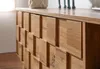 Lowboard Eiche-Dekor 160x51x40cm TV-Kommode 2 Türen Modern in Detailansicht der gefrästen Frontpaneele aus Holz. Anteprima dell’immagine prodotto