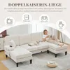Wohnlandschaft Beige U Form Sofa Grosses 4 Sitzer Couch mit Produktbild-Vorschau 4
