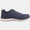 A side view of a navy blue Skechers athletic shoe against a white background. Voir les images du produit
