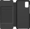 A black wallet flip cover for a smartphone is shown open, displaying the inside of the cover and the back of the phone case. Anteprima dell’immagine prodotto
