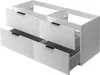 A white bathroom vanity cabinet with two drawers, one partially open. Voir les images du produit