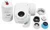 A collection of BRITA ON TAP V water filter system components, including a filter cartridge and various adapters, laid out on a white background. Produktbild-Vorschau