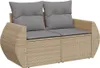 9-tlg. Garten-Sofagarnitur mit Kissen Beige Poly Rattan Produktbild-Vorschau 3