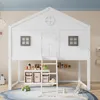 Hausbett, mit Treppe, mit Fallschutz und Gitter, Zwei graue Produktbild-Vorschau 5