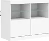 A white sideboard with glass shelves and two drawers. Voir les images du produit