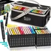 A set of 264 RAGI alcohol markers in a black carrying case, with some markers laid out in front. Produktbild-Vorschau