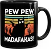 Kaffee-Tasse mit Spruch Pew Pew Madafakas! schwarze Katze Produktbild-Vorschau 1