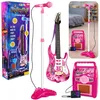 Ružová elektrická gitara s mikrofónom a zosilňovačom Náhľad obrázku produktu 3