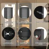 A collage of close-up images highlighting features of a black glass display cabinet, with the main cabinet visible in the background. Náhľad obrázku produktu
