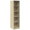 A tall, narrow, five-shelf bookcase made of wood-look material. Voir les images du produit