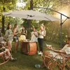 A group of people enjoying a picnic or barbecue outdoors under a large cantilever umbrella. Náhled obrázku produktu