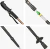 A collage of four images showing different parts and assembly of trekking poles. Produktbild-Vorschau