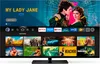 A television screen displaying a streaming service interface with various show thumbnails and app icons. Produktbild-Vorschau