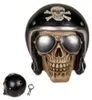 Spardose Totenkopf mit schwarzem Motorradhelm Produktbild-Vorschau 8