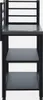 A black metal outdoor kitchen unit with shelves and a grill top. Produktbild-Vorschau