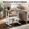 Rolltisch für Bett, Sofa, Rolltisch mit 2 Regalen, Mobiler Produktbild-Vorschau 4