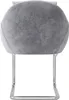 A gray upholstered chair with chrome legs, shown from the back. Náhľad obrázku produktu