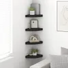 vidaXL Rohové plávajúce police 4 ks čierne 25x25x3,8 cm MDF Náhľad obrázku produktu 3