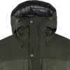 Close-up of the hood and upper chest area of a dark green jacket. Produktbild-Vorschau