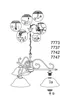 Diagram showing assembly steps for a chandelier. Produktbild-Vorschau