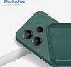 Close-up of a green phone case, showing the camera cutout and the interior texture. Produktbild-Vorschau