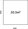 A square with dimensions and area indicated. Produktbild-Vorschau