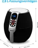 A black air fryer with a digital display and controls. Produktbild-Vorschau