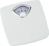 A white mechanical bathroom scale with an analog display. Produktbild-Vorschau