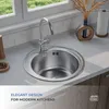 ANW HOME Kuchyňský dřez nerez 49 cm kulatý vestavný dřez 1 Náhled obrázku produktu 9