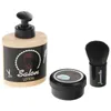 A set of children's pretend play barber tools, including a lotion bottle, a powder container, and a brush. Produktbild-Vorschau