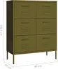 vidaXL Armoire à tiroirs vert olive 80x35x101,5 cm Acier Voir les images du produit 7