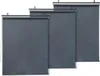 Three dark gray roller blinds are displayed side-by-side, with the leftmost blind being the widest and the rightmost being the narrowest. Voir les images du produit