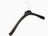 A black plastic hanger with a metal hook, isolated on a white background. Produktbild-Vorschau