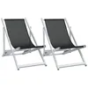 vidaXL Strandstühle 2 Stk. Klappbar Schwarz Aluminium und Produktbild-Vorschau 1