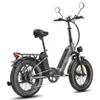 A studio shot of a gray fat tire electric bicycle against a white background. Produktbild-Vorschau