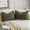 2er Set Chenille Kissenbezüge Moosgrün 30x50 cm Weich Produktbild-Vorschau 2